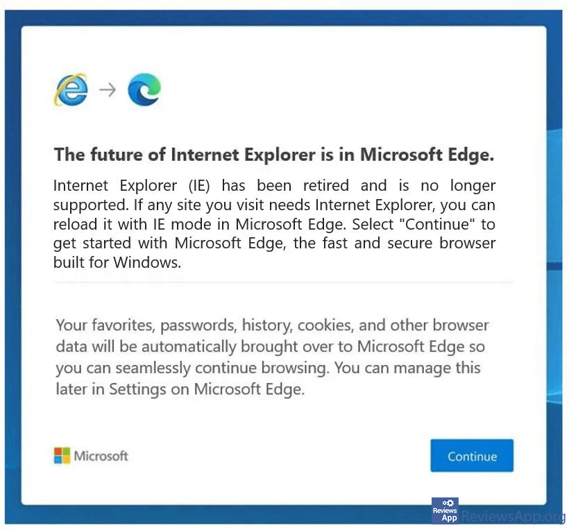 Internet Explorer no more support