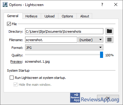 Lightscreen settings