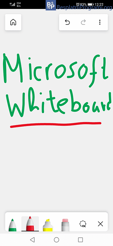 Microsoft Whiteboard menu