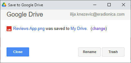 Save to Google Drive menu