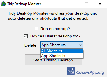 Tidy Desktop Monster menu