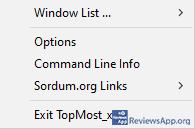 Window TopMost Control menu