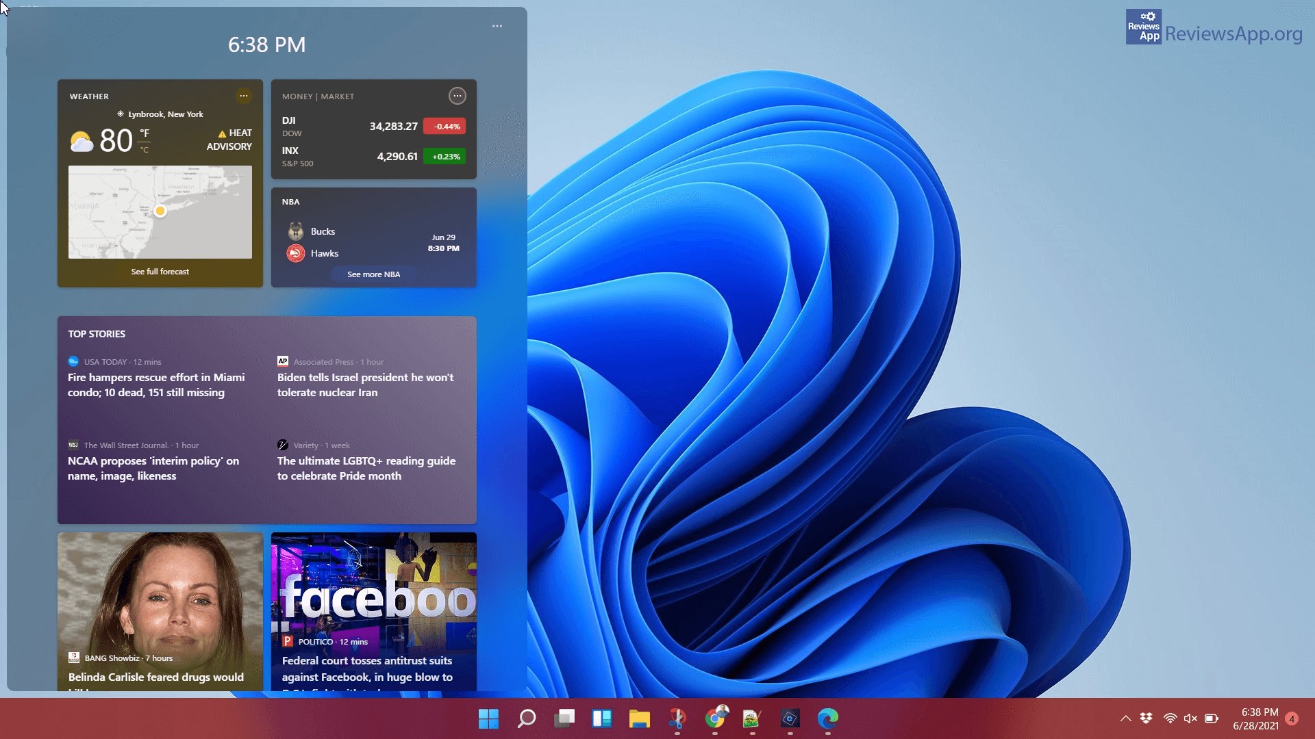 Windows 11 widgets menu
