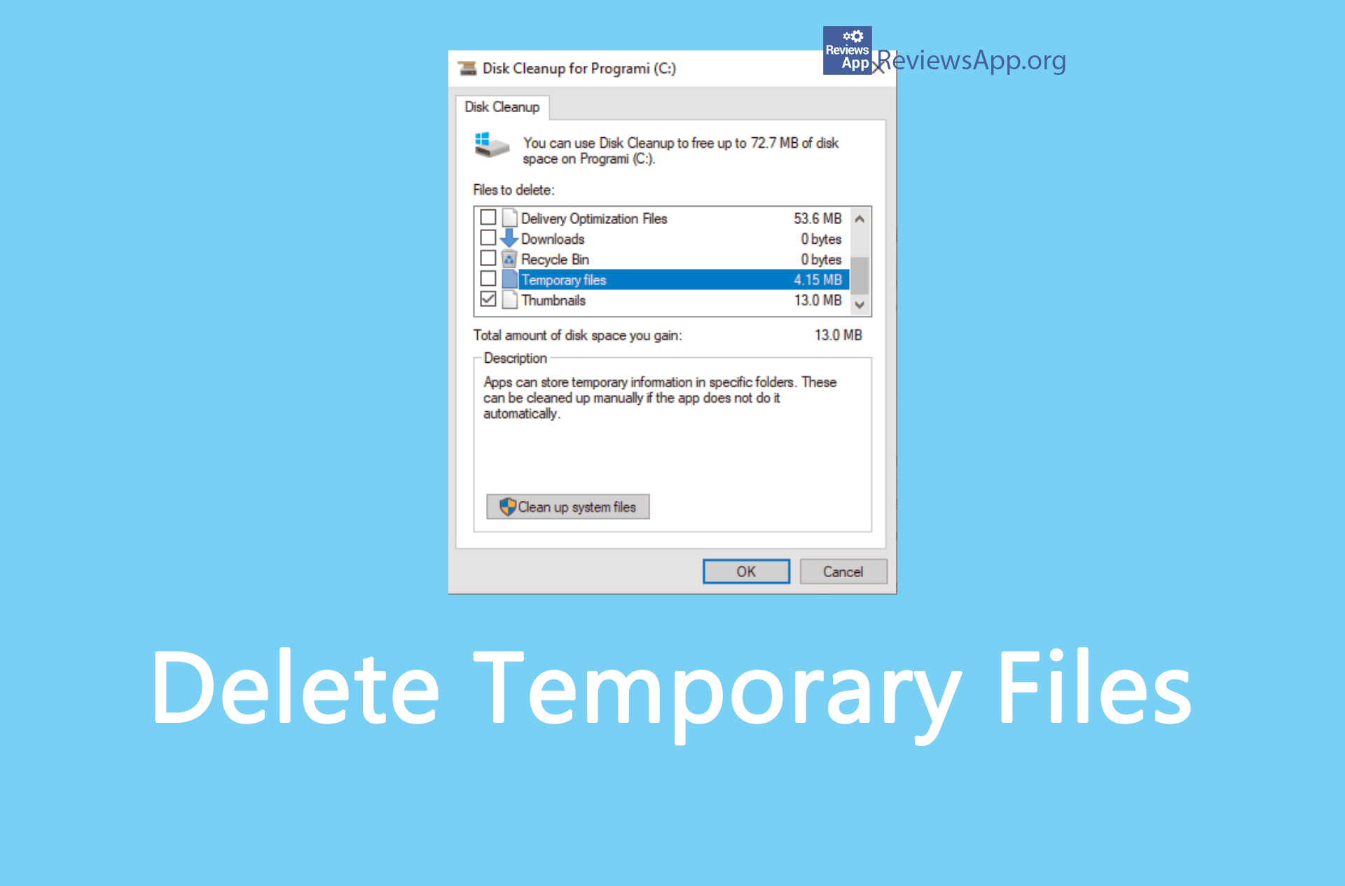 delete temp files windows 10