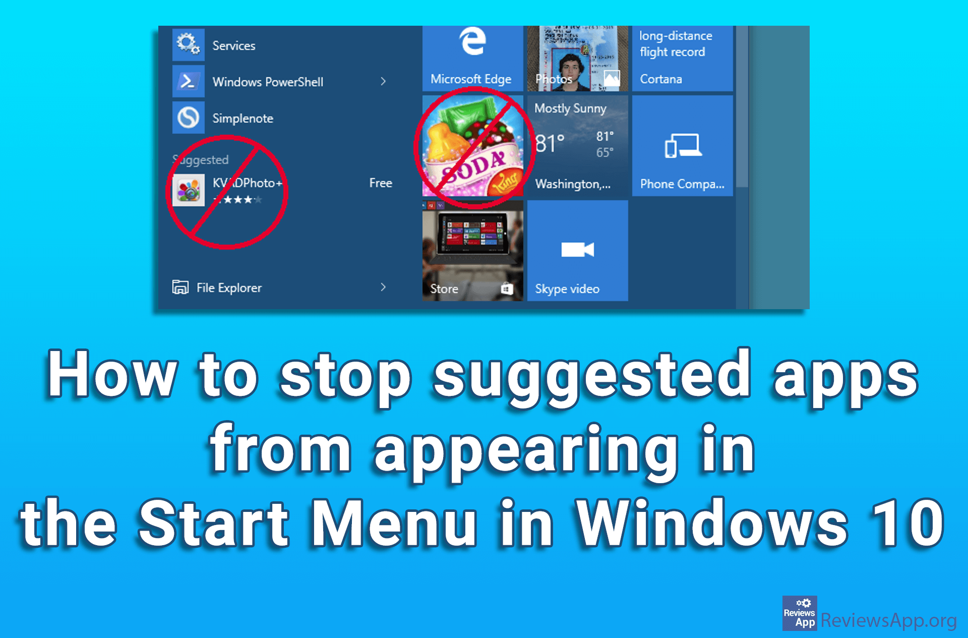 How to stop suggested apps from appearing in the Start Menu in Windows 10